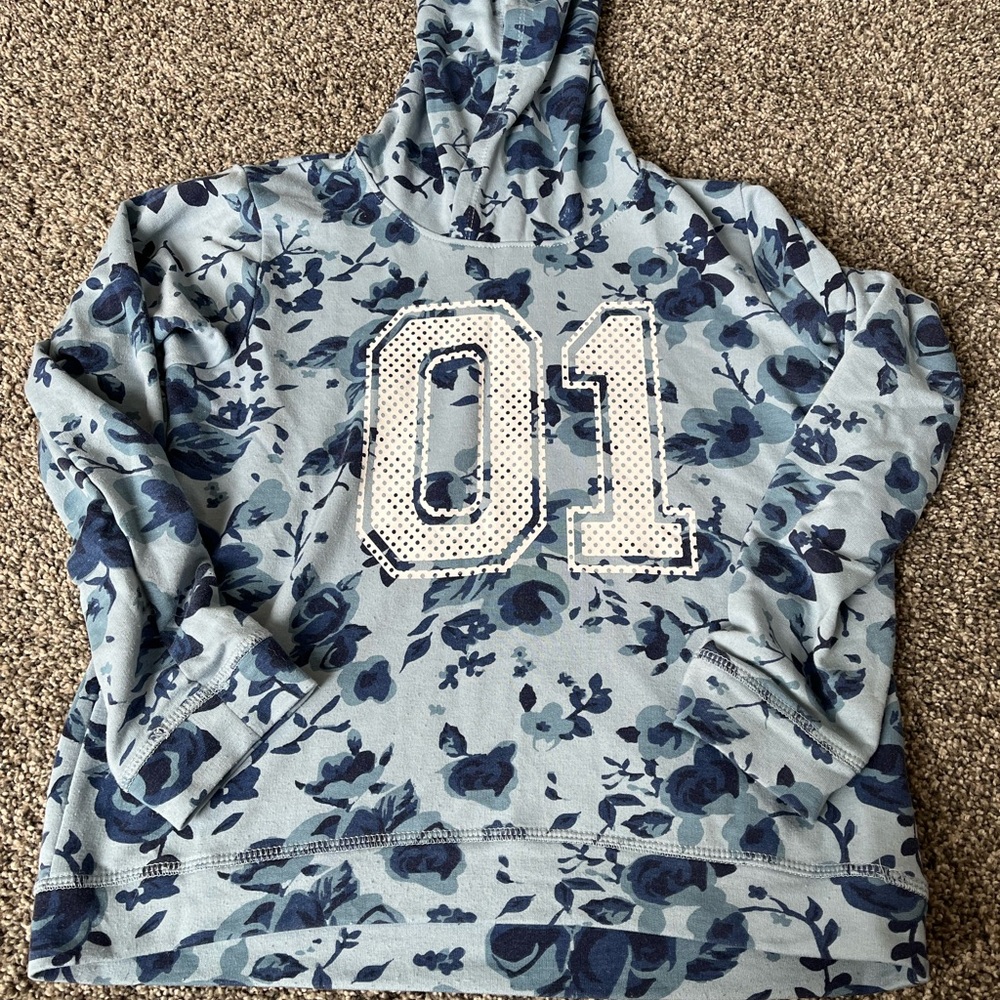 Girls Blue Floral Hoodie